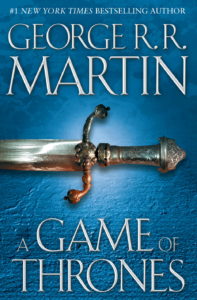 A Game of Thrones. Plot summary and story structure. Book Cover depicting a sword hilt.