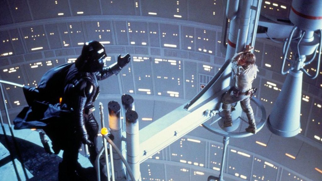 Star Wars: The Empire Strikes Back. Plot summary and story structure. Vader tells Luke he is his father.