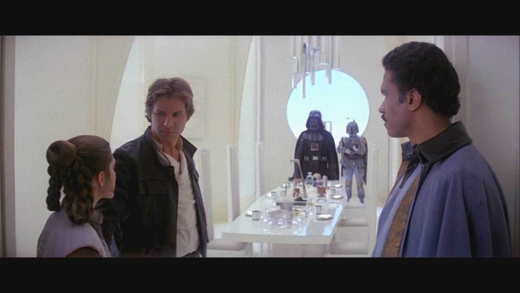 Star Wars: The Empire Strikes Back. Plot summary and story structure. Lando brings Han and Leia to brunch with Darth Vader.