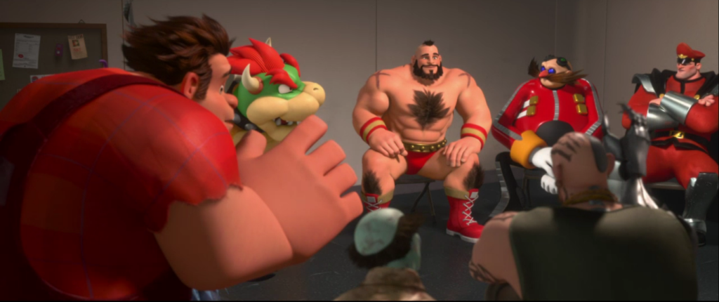 Wreck-it-Ralph. Plot summary and story structure. Ralph attends a bad anon meeting with Bowser, Zangief, M. Bison, and Dr Robotnik.