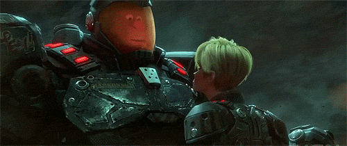 Wreck-it-Ralph. Plot summary and story structure. Sgt. Calhoun hits Ralph in the face with a helmet.