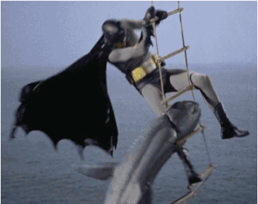 The Shallows. Plot summary and story structure. Adam West's Batman punches a shark while hanging from a helicopter.