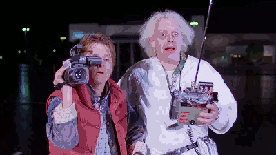 Back to the Future. Plot summary and story structure. Marty and Doc watch the Delorean disappear back in time at twin pines mall.